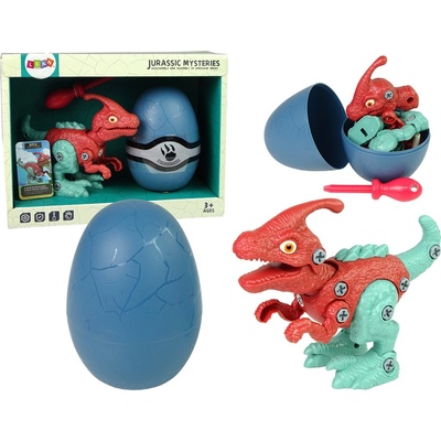 Lean Toys Sada Vajíčka s Dinosaurom Parasaurolophus na šrobovanie - oranžový