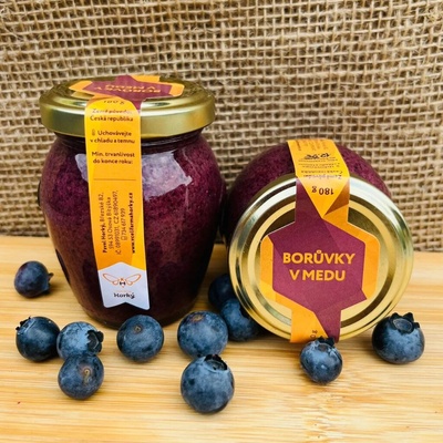 Včelí farma Horký Borůvky v medu 180 g