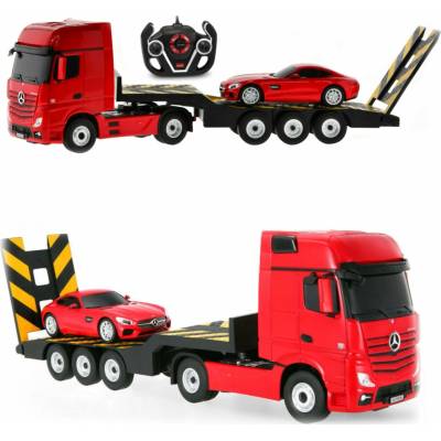 Lebula dálkově ovládané auto RC pilot velká sada 2 aut Mercedes Actros s návěsem RTR červený 1:24