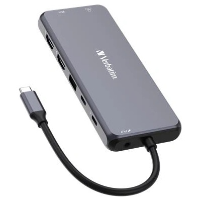 Verbatim USB хъб, USB-C PD/2xHDMI/VGA/LAN/3xUSB/USB-C/2xUSB 2.0/SD/mSD/3.5jack VERBATIM 32154 (32154)