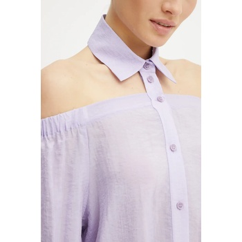 Patrizia Pepe Риза Patrizia Pepe дамска в лилаво със свободна кройка с класическа яка 2C1599 A600 (2C1599.A600)