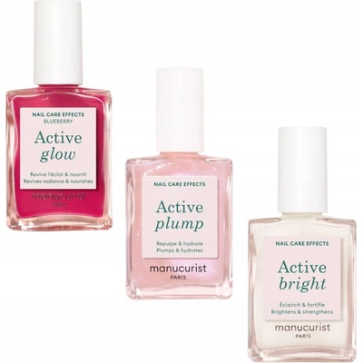 Manucurist Trio Sada laků-výživných přípravků 3x15ml Plump, Glow, Bright