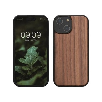 kwmobile Дървен калъф за Apple iPhone 15 - тъмнокафяв