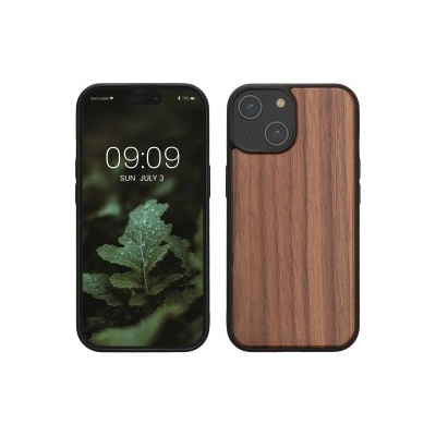 kwmobile Дървен калъф за Apple iPhone 15 - тъмнокафяв