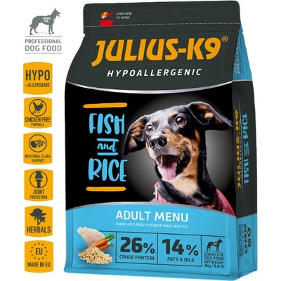 Julius K9 Adult Hypoallergenic RYBA A RYŽA 3 kg