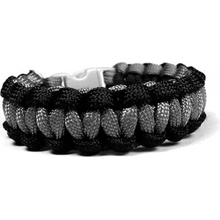 Cordell Paracord náramok Solomon čierna/sivá s reflexnými nitkami