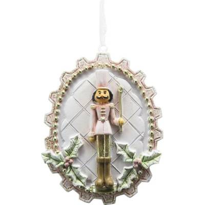 Clayre & Eef Bílá vánoční závěsná ozdoba Louskáček - 6*1*8 cm