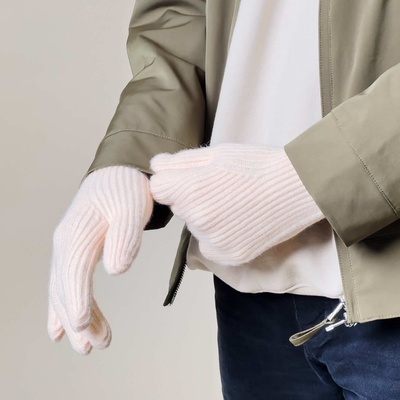 Плетени зимни ръкавици с изрязани отвори за тъч екрани - HR Braided Gloves with cut-outs for fingers (розов)