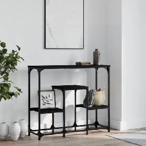 vidaXL Конзолна маса, черна, 89, 5x28x76 см, инженерно дърво (833383)