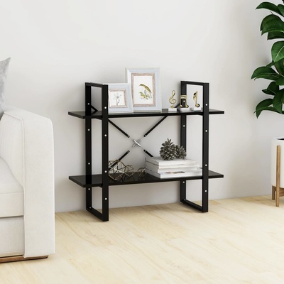 Greatstore Knihovna se 2 policemi černá 80x30x70 cm dřevotříska