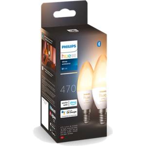 Philips Смарт крушки Philips - Hue, 5.2W, E14, B39, 2 броя, dimmer (871951435673300)