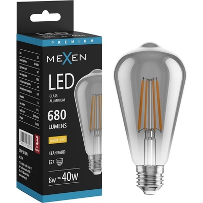 Mexen Vintis LED филаментна крушка E27, ST64, 8W, Топла - 2700K, 680 lm, опушена - L152-E27-0827-70 (L152-E27-0827-70)
