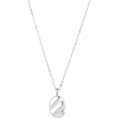 Pavona Strieborný náhrdelník ovál so zirkónmi 12102.1 crystal