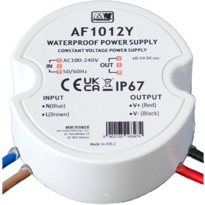 MWPower AY Kulatý spínaný zdroj IP67 50 mm – 12 V / 24 V - 12V, 20W