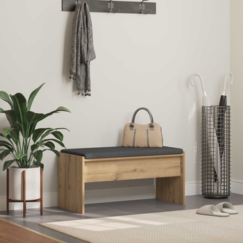 vidaXL Пейка за коридор с възглавница Дъб 80 x 38 x 46 см (891559)