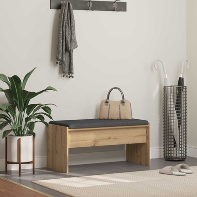 vidaXL Пейка за коридор с възглавница Дъб 83 x 38 x 40 см (891559)