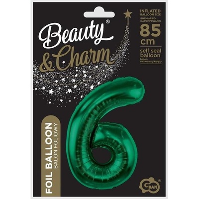 Godan Fóliový balónek B&C číslo 6 lahvově zelený 85 cm
