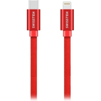 Swissten 71525206 Datový, Textile USB-C / Lightning, 1,2m, červený