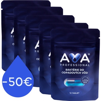 Baktérie do ČOV a žumpy AVA Professional určené pre prevádzky-hotely-penzióny-reštaurácie (6 mesiacov) Počet balení: 5 balení (5x12 tabliet)