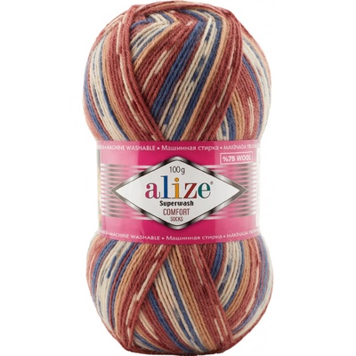 Alize Příze Superwash Comfort - 7841 hnědo-modrá
