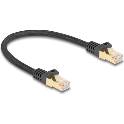 Delock RJ45 мрежов кабел с плетена обвивка Cat. 6A S/FTP мъжки към мъжки 0, 25 m черен