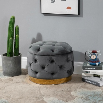 HOMCOM Taburet s úložným prostorem 55 x 55 x 42 cm | popelavě šedý