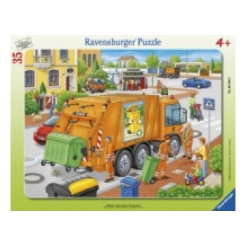 Ravensburger Verlag Ravensburger Kinderpuzzle - 06346 Müllabfuhr - Rahmenpuzzle für Kinder ab 4 Jahren, mit 35 Teilen | Frank Bayer