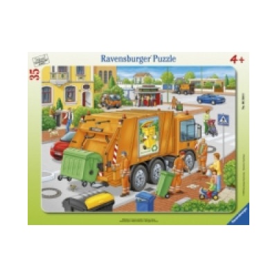 Ravensburger Verlag Ravensburger Kinderpuzzle - 06346 Müllabfuhr - Rahmenpuzzle für Kinder ab 4 Jahren, mit 35 Teilen | Frank Bayer