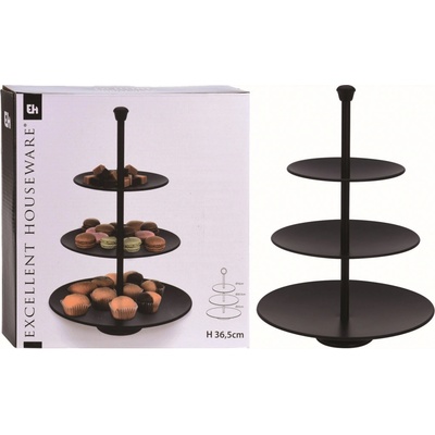MAKRO - Etažérka 3-poschodová Black