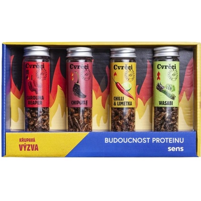 Sens - Хрупкави печени щурци, подаръчен комплект, люто, 4 х 20гр