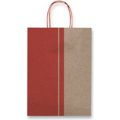 Sadoch Kraft Red Stripe - dárková taška - 160 x 80 x 210 mm