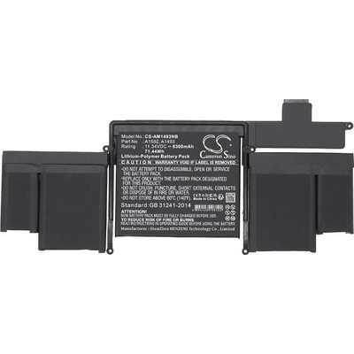 Cameron Sino Батерия за лаптоп Apple MacBook Pro ""Core i5" 2.4 13" Late 2013 Retina A1493, A1502 LiPo 11.34V 6300mAh CAMERON SINO (CS-AM1493NB)