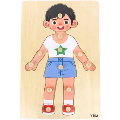 Viga Toys Образователен пъзел Viga Toys - Частите на човешкото тяло, момче (44669)