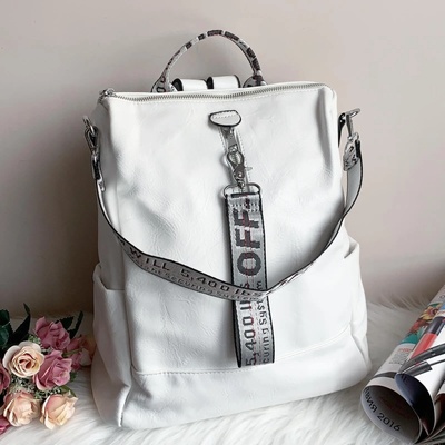 Бяла Кожена Чанта Раница - Модел 311