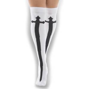 Pamela mann чорапи над коляното PAMELA MANN - Over - с кръст - White/Black - PM1103