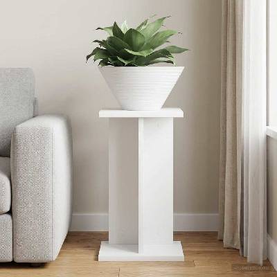 vidaXL Стойка за растения Бяло 25 x 25, 5 x 40, 5 см Инженерна дървесина (899674)