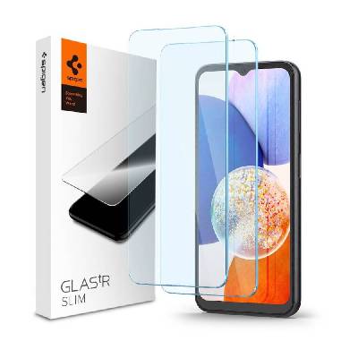 2 броя стъклени защитни покрития за дисплея на Samsung Galaxy A14 5G - Spigen Tempered Glass GLAS. tR Slim 2 Pack (прозрачен) (AGL05971)