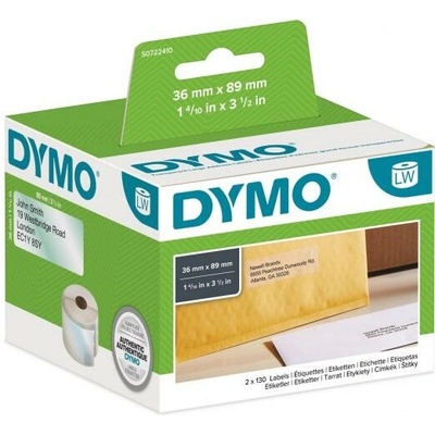 Dymo papírové štítky 89mm x 36mm, průhledné, velké, 260 ks, 99013, S0722410 99013