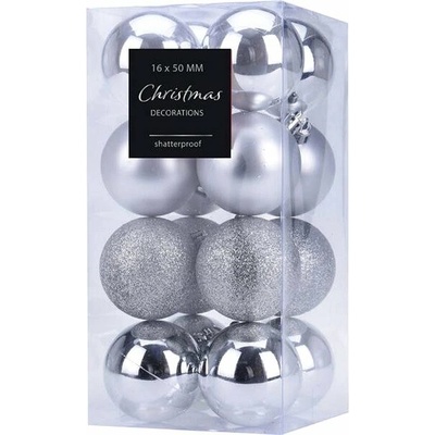 HOME STYLING COLLECTION Vianočné ozdoby gule strieborné priemer 5 cm 16 ks