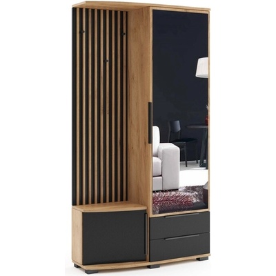 Sconto Predsieňová zostava SORENTO dub craft/čierna/zrkadlo, pravá