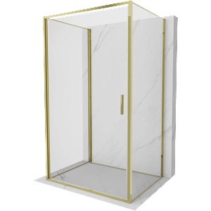 Mexen Exo-B 3S душ кабина 3-стенна отваряема 80 x 100 см, прозрачна, златна (817-080-100-50-00-3S)