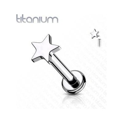 Šperky4U piercing do brady labreta titan hvězda TIT1101-1208