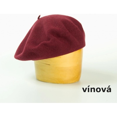 vlněný baret jednobarevný 11 5´ vínová