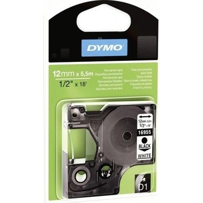 Páska Dymo D1 12 mm x 5,5 m, permanent, černá na bílé