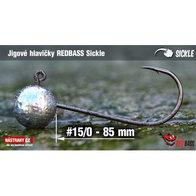 NASTRAHY.cz Jigová hlavička REDBASS Sickle #15/0 85 mm 15/0 100 g 2 ks