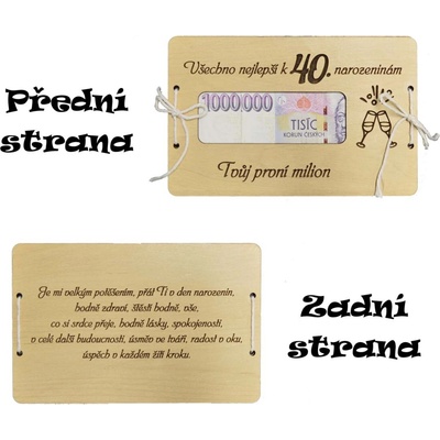 Drevená darčeková obálka k narodeninám