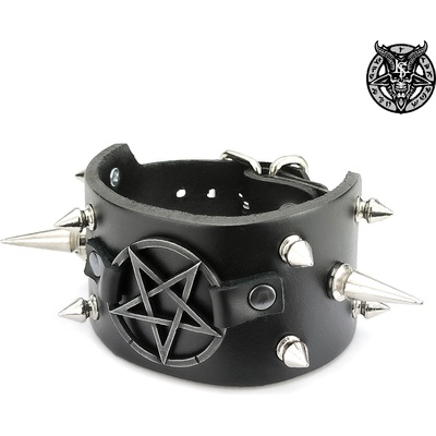 Leather & steel fashion гривна Spiked pentagram - LSF1 145