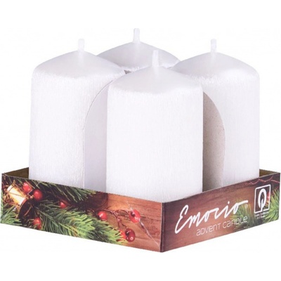 Emocio adventní válec 4ks 4 x 75 mm Drápané perla bílá