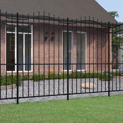 vidaXL Zahradní plot s kopím nahoře černý 239 x 175 cm, práškově lakovaná ocel