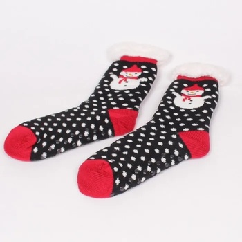 Image 1 of Коледни чорапи в черно и червено със снежен човек